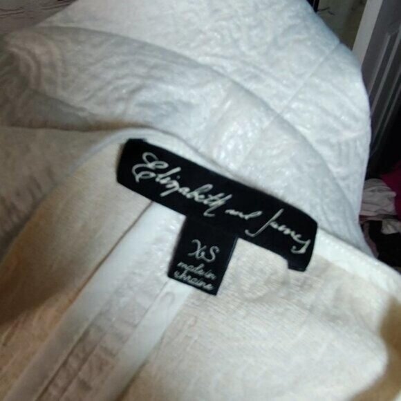 Elizabeth and James Jacquard Metallic Peplum Blouse XS Textured Top - Picture 5 of 8